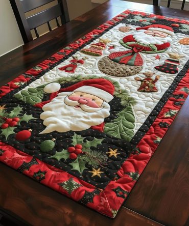 Santa Holiday Magic Quilted Table Runner