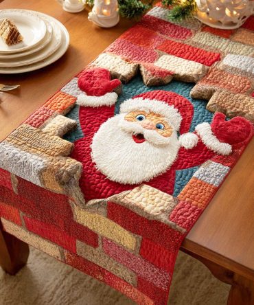 Santa Holiday Quilted Table Runner