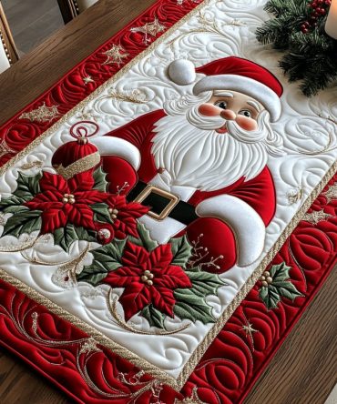 Santa Joy Quilted Table Runner