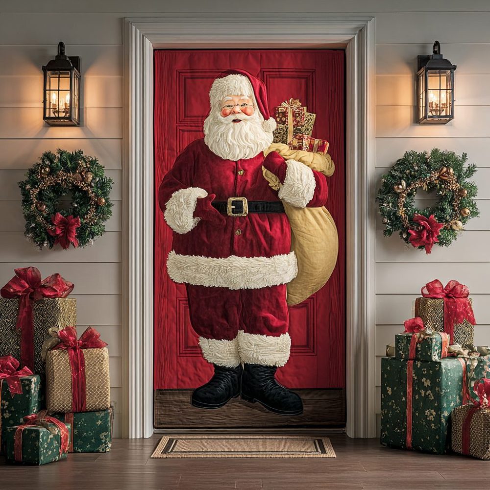 Santa Light Quilted Door Cover