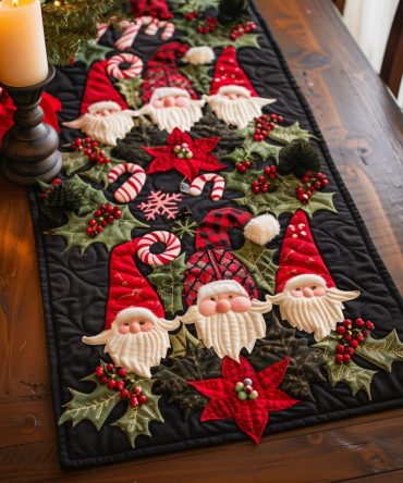 Santa Merry Journey Quilted Table Runner