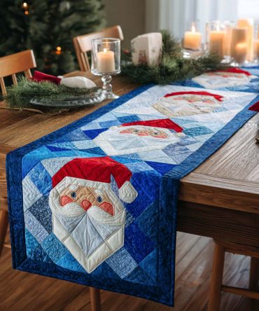 Santa Patchwork Cheer Quilted Table Runner