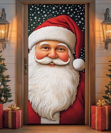 Santa Portrait Quilted Door Cover