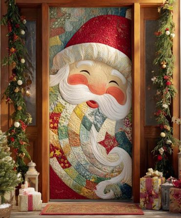 Santa Smile Quilted Door Cover