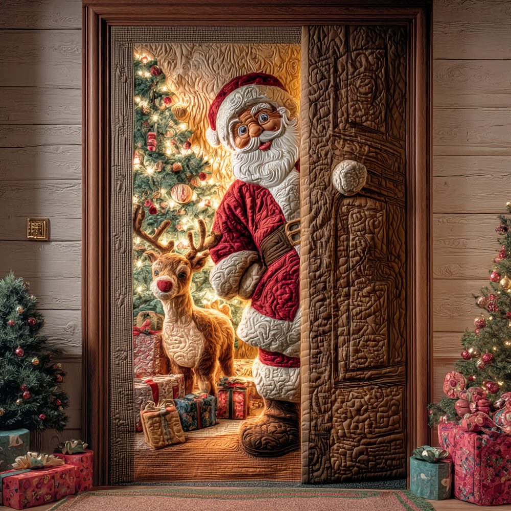 Santa Star Light Quilted Door Cover