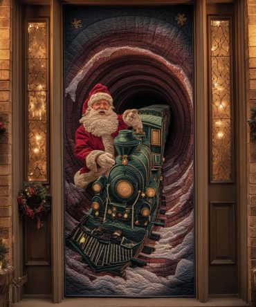Santa Train Rider Quilted Door Cover