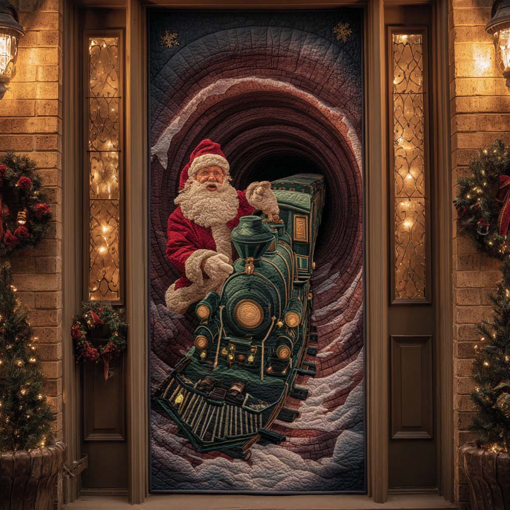 Santa Train Rider Quilted Door Cover