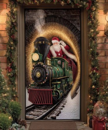 Santa Tunnel Train Quilted Door Cover