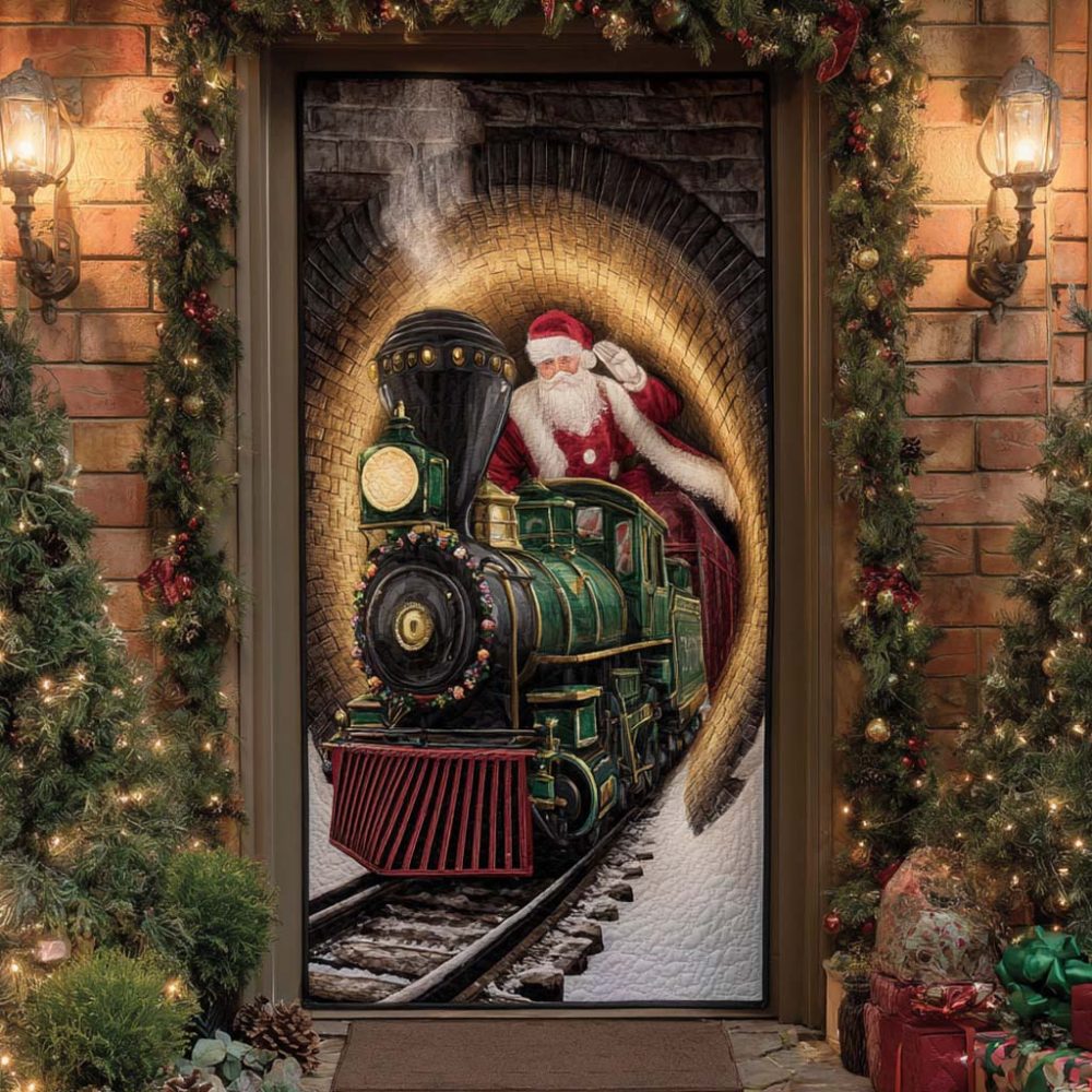 Santa Tunnel Train Quilted Door Cover