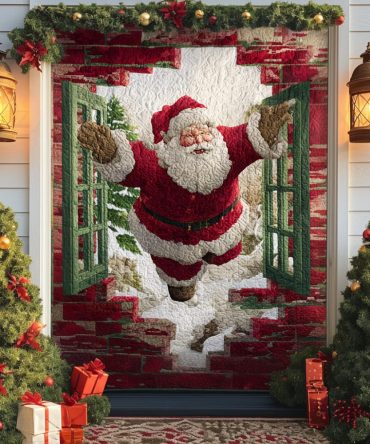 Santa Visit Quilted Door Cover