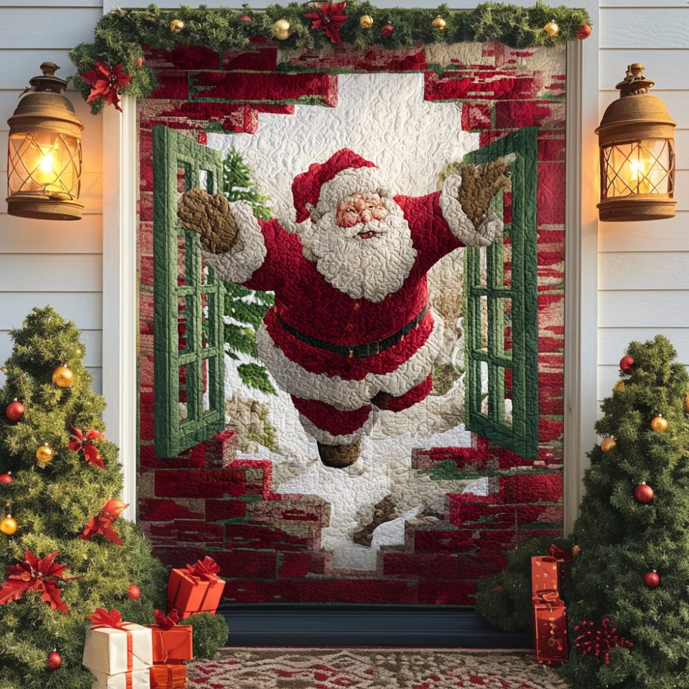 Santa Visit Quilted Door Cover