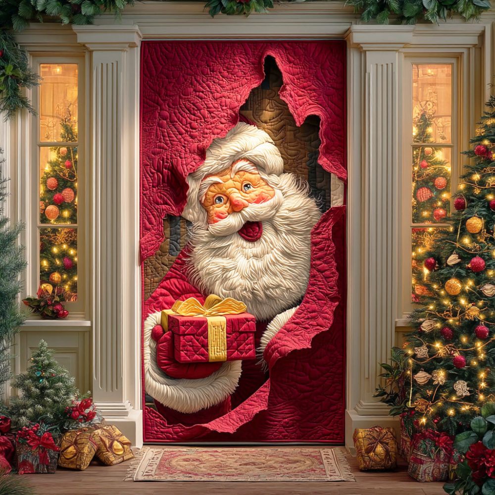 Santa Winter Cheer Quilted Door Cover