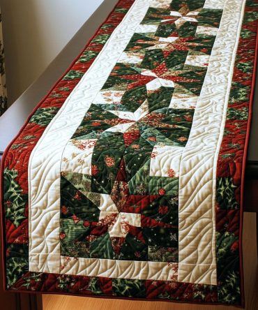 Santas Festive Sleigh Quilted Table Runner