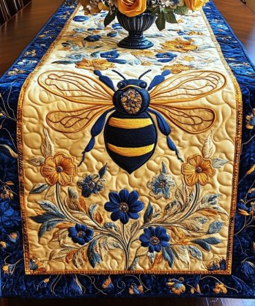 Sapphire Bee Quilted Table Runner