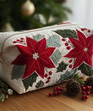 Scarlet Bloom Quilted Makeup Bag
