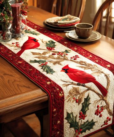 Scarlet Presence Quilted Table Runner