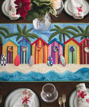 Sea Breeze Huts Quilted Table Runner