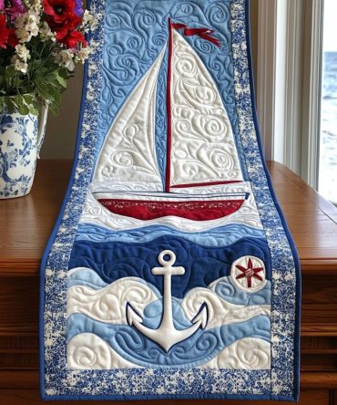 Sea Breeze Serenity Quilted Table Runner