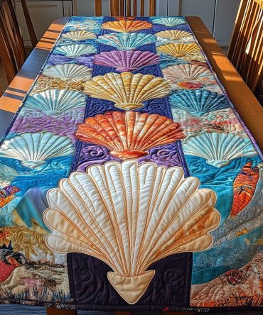 Seashell Harmony Quilted Table Runner
