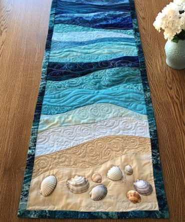 Seashell Serenity Quilted Table Runner