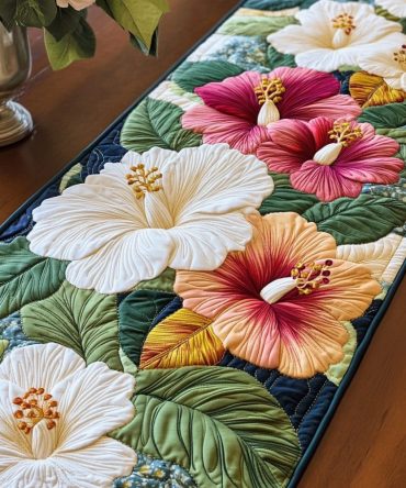 Seaside Blooms Quilted Table Runner