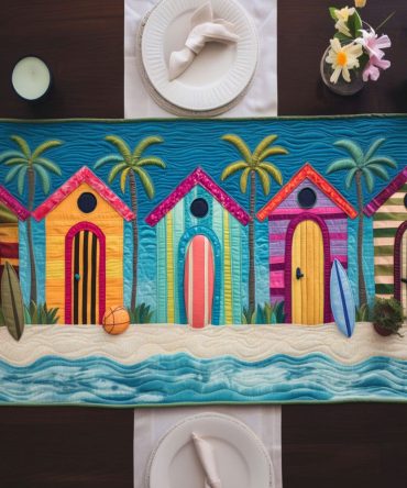 Seaside Homes Quilted Table Runner