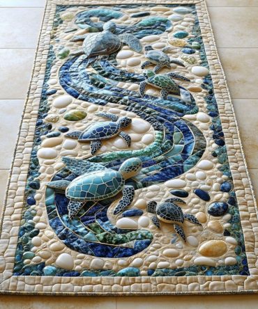 Seaside Turtle Quilted Table Runner