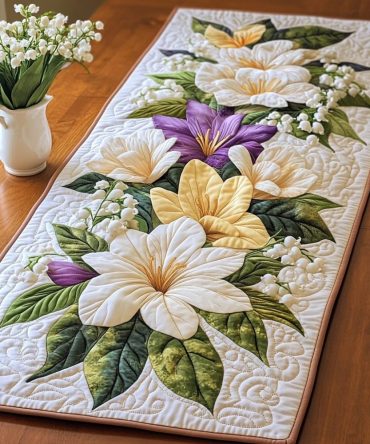 Serene Blooms Quilted Table Runner