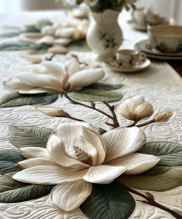Serene Floral Quilted Table Runner