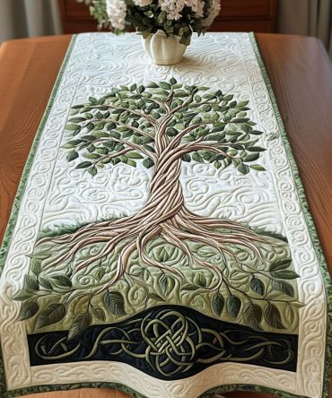 Serene Green Quilted Table Runner