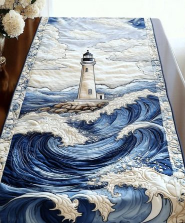 Serene Lighthouse Quilted Table Runner