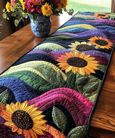 Serene Sunburst Quilted Table Runner