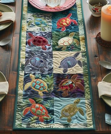 Serenity Turtle Quilted Table Runner
