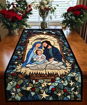Serenity In The Manger Quilted Table Runner