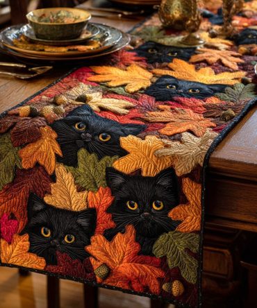 Shadow Paws Whisper Quilted Table Runner