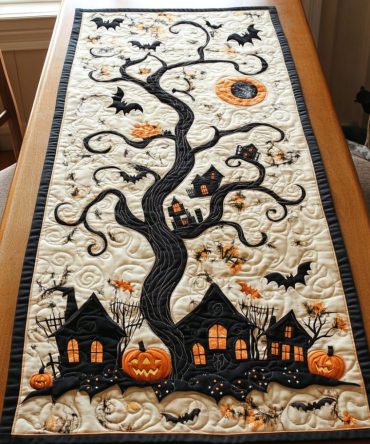 Shadowed Night Quilted Table Runner