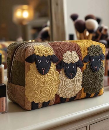 Sheep Trio Quilted Makeup Bag