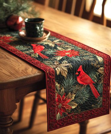 Silent Evergreen Quilted Table Runner
