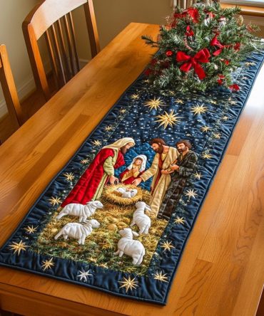 Silent Night Glory Quilted Table Runner