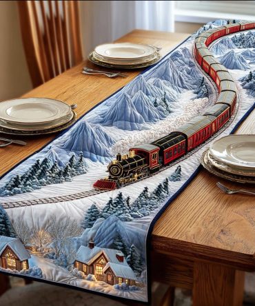 Silent Snow Lane Quilted Table Runner
