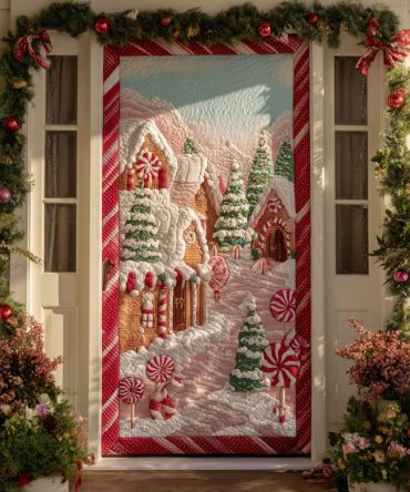 Silent Snow Street Quilted Door Cover