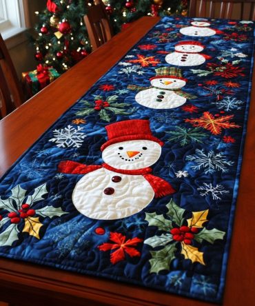 Silver Bells Bliss Quilted Table Runner