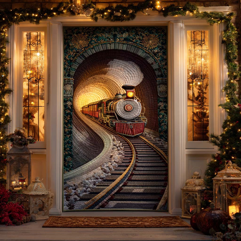 Silver Curve Passage Quilted Door Cover