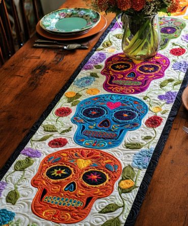 Skull Charm Quilted Table Runner