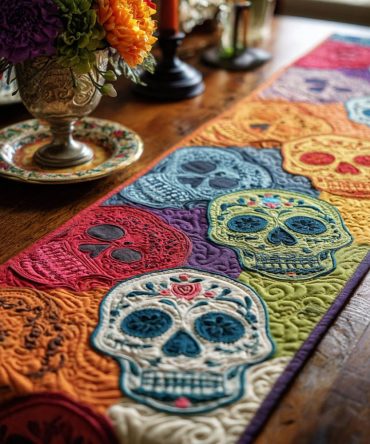 Skull Dance Quilted Table Runner