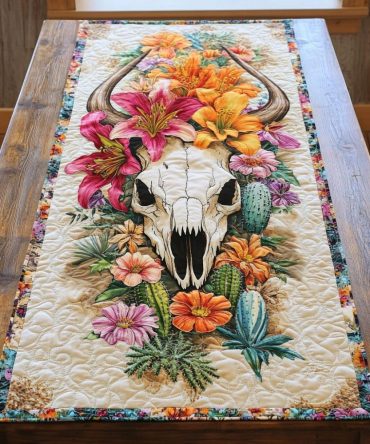 Skull Frontier Quilted Table Runner