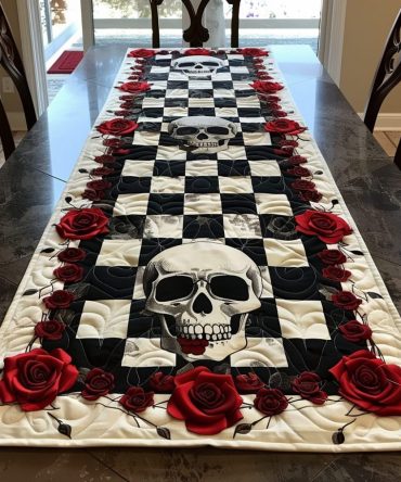 Skull & Roses Quilted Table Runner