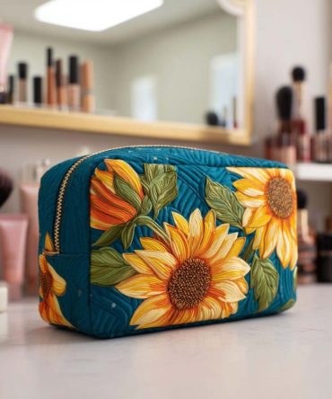 Smile Bloom Quilted Makeup Bag