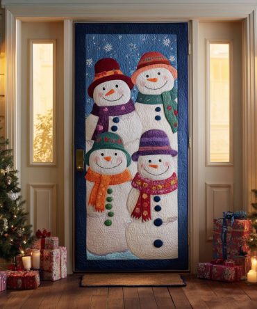 Smiling Snowman Quilted Door Cover
