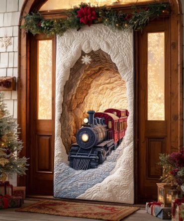 Snow Valley Train Quilted Door Cover